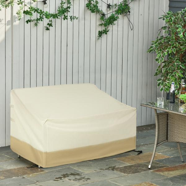 Capa Protetora para Móveis de Jardim 152x87x59 - 79 cm com Tecido Oxford 600D Impermeável e Fivela Bege e Creme