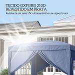 Tenda de Jardim com Paredes Laterais Amovíveis Janelas Porta com Zíper e Bolsa de Transporte 295x295x195 - 258 cm Azul