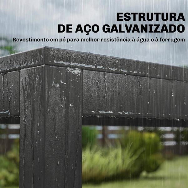 Conjunto de Mesa e Cadeiras de Jardim de 7 Peças Móveis de Jardim para Exterior com Mesa de Plástico PSPC 6 Cadeiras Empilháveis Cinza Escuro