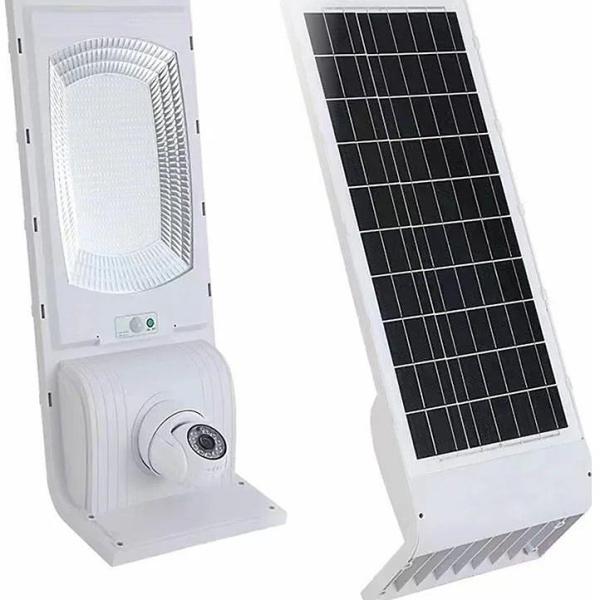 Projector LED SMD (Iluminação Exterior de Rua) 100W 6000K c/ Câmara Vigilância Wi - Fi + Painel Solar