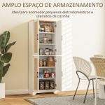 Armário de Cozinha com Prateleiras Ajustáveis Portas em Vime e Sistema Anti - Tombo 60x30x170 com Branco
