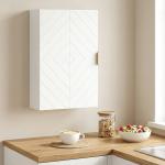 Armário Casa de Banho de Parede Moderno com 1 Puxador de Aço e Prateleiras Ajustáveis 40x15x60 cm Branco