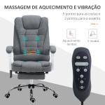 Cadeira de Massagem com 6 Pontos de Massagem Reclinável com Altura Ajustável e Função de Aquecimento 65x70x111 - 119 cm Cinza