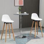 Conjunto de 2 Bancos de Bar Estofados em PU Bancos Altos de Cozinha com Assento de 69 cm 43x43x91 cm Branco