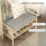 Móvel Cabide de Entrada com Sapateira 10 Ganchos Barra Superior e Compartimento 73,5x34x171 cm Madeira e Cinza