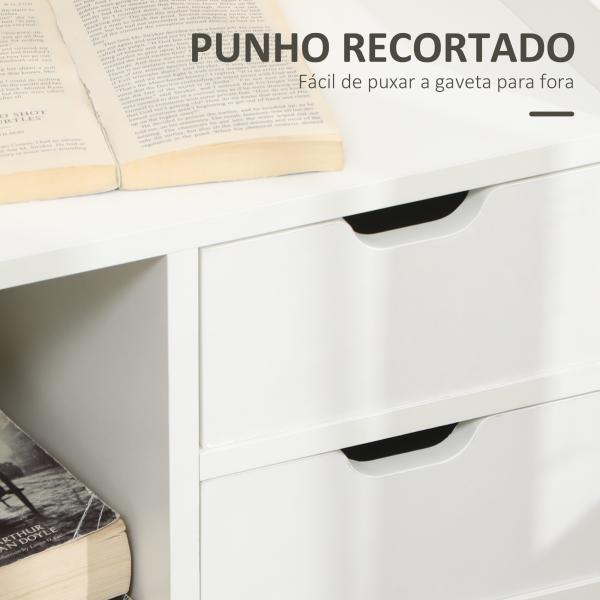 Mesa de Cabeceira Moderna com 2 Gavetas e 3 Compartimentos para Sala de Estar Quarto Carga 30 kg 40x30x60 cm Branco