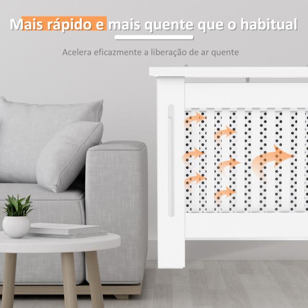 Cobertura de Radiador de MDF Cobertura para Radiador com Prateleira Estilo Moderno 78x19x82 cm Branco