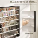 Vitrina de Parede em Madeira com Prateleiras Ajustáveis e 2 Portas Deslizantes de Vidro 80x9,5x83 cm Preto