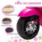 Moto Elétrica para Crianças com Licença Vespa 6V com USB MP3 Luz LED Rádio FM Velocidade 3 km/h 107x47x73 cm Rosa