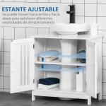 Móvel para Lavatório Armário Casa de Banho de Chão de Madeira com 2 Portas Ventiladas e Prateleira Interior Ajustável Moderno 60x30x60 cm Branco