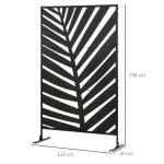 Biombo de 3 Peças Separador de Ambientes com Desenho de Folha de Bananeira Biombo para Exterior 122x45x198 cm Preto