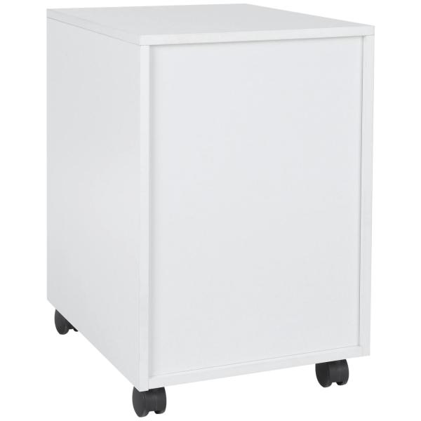 Bloco de Gavetas para Escritório Móvel de Escritório Bloco de Gavetas com 3 Gavetas e 4 Rodas 40x50x57,5 cm Branco