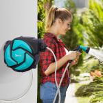 Enrolador de mangueira retrátil 10m com cabeça multifuncional Sistema de enrolamento automático com trava Conector de 1m para gramado de jardim 29,5x16,5x33cm Preto e verde