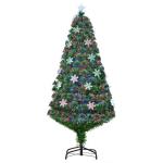 Árvore de Natal Artificial 150 cm Árvore de Natal com 180 Ramos 21 Luzes LED e Fibra Óptica Decoração de Natal Ø60x150 cm Verde