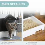 Caixa de Areia Fechada para Gatos com Bandeja Amovível Pá e Filtro Desodorizante 47x45x42 cm Cinza