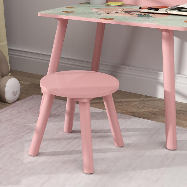 Mesa e Cadeira para Crianças com Prateleira para Livros Secretária para Crianças acima de 3 Anos Rosa