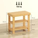 Banco Sapateira de Bambu Organizador de Sapatos com 2 Prateleiras para 4 Pares de Sapatos 50x28x45 cm Madeira