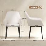 Conjunto de 2 Cadeiras de Sala de Jantar Estofadas em Linho com Encosto e Pés de Metal 59,5x56,5x81 cm Bege Claro