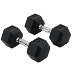 Conjunto de Halteres 20 kg com Barra Metálica e Cabeça Hexagonal Conjunto de Pesos para Treino 31x13,5 cm Preto e Prata