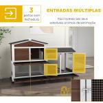 Casota para Coelhos para Exterior 157,4x53x99,5 cm Gaiola Grande com Rodas, Telhado Asfáltico, Tabuleiros Removíveis e Rampa Castanha