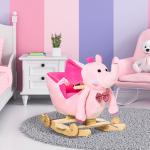 Cavalo Baloiço com Rodas e Forma de Elefante com Músicas Infantis e Cinto de Segurança 60x35x45 cm Rosa