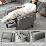 HOMOM Poltrona Reclinável Poltrona Relax com Reclinação Manual até 160° e Apoio para os Pés Retráteis 77x88x102 cm Cinza