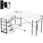 Mesa de Canto para Computador Amplo Espaço de Arrumação com 4 Gavetas 155x112x91,5 cm Branco