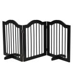Barreira de Segurança Dobrável para Cães Pequenos com 3 Painéis e 2 Suportes 154,5x29,5x61 cm Preto