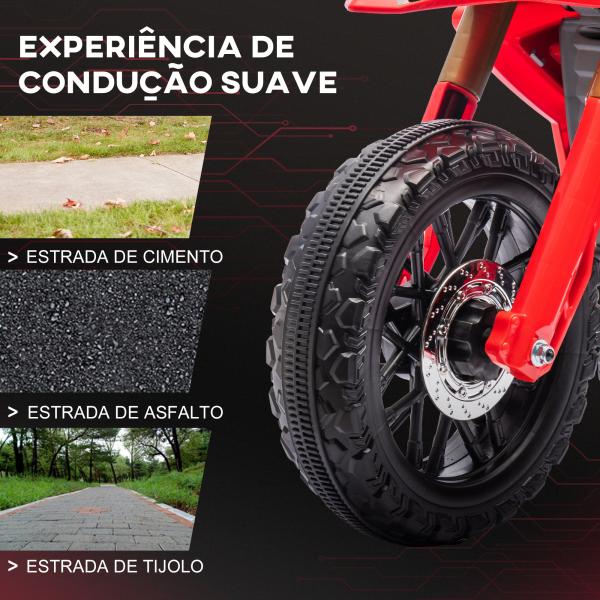 Mota Elétrica para Crianças Moto a Bateria para Crianças 6V com Rodas de Treino e Buzina 105x57x62 cm Vermelha