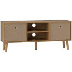 Móvel de TV para Televisores de até 50 Polegadas com 2 Gavetas de Tecido 2 Prateleiras Abertas 110x29x46,5 cm Madeira e Castanho Claro