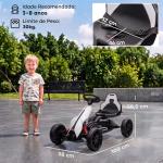 Go Kart Elétrico para Crianças Kart a Bateria 12V Velocidade Ajustável 3 - 5 km/h e Cinto de Segurança 100x58x58,5 cm Branco