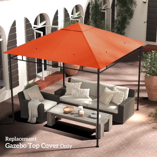Toldo de Substituição de 3x3m para Pérgola de Jardim com 8 Orifícios de Drenagem e Ventilação Laranja