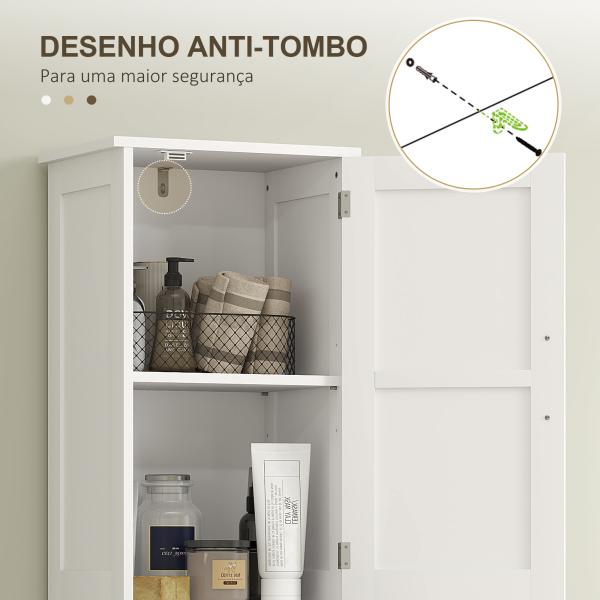 Coluna de Casa de Banho com 2 Prateleiras Ajustáveis Armário Alto de Casa de Banho Estreito Estilo Rústico 40x30x170 cm Branco