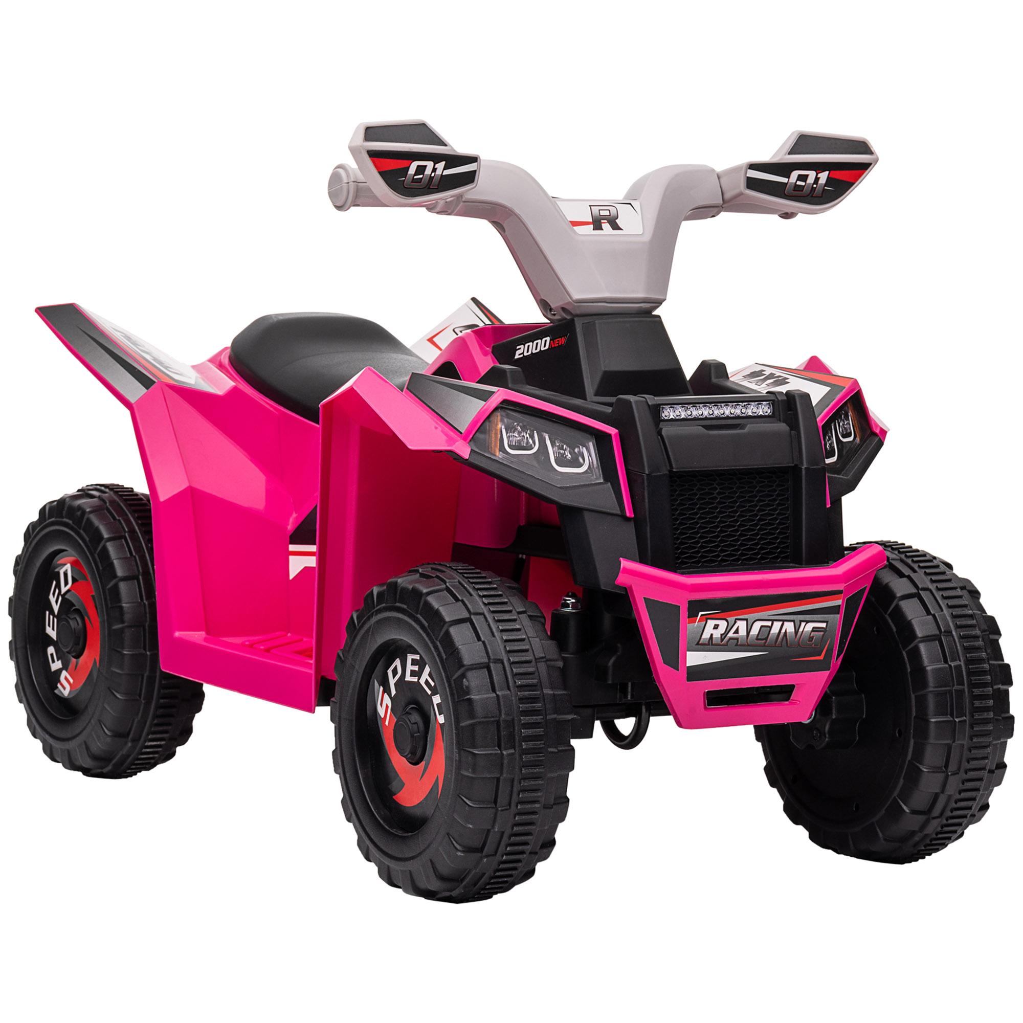 Quadriciclo Elétrico para Crianças Veículo Elétrico a Bateria de 6V com Velocidade de 2,5 km/h 70x41,5x48,5 cm Rosa