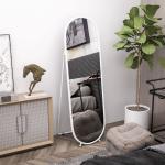 Espelho de Pé Oval 160x40 cm Espelho de Corpo Inteiro com Moldura Metálica Suporte e 2 Formas de Utilização Branco