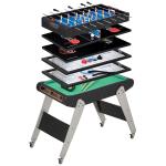Mesa de Jogos 6 em 1 com Rodas Bilhar Matraquilho Ping Pong Lançamento de Anéis Hóquei com Bastão e Hóquei com Discos 120x88x79cm Multicor