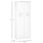 Armário de Arrumação Armário Multiusos com 5 Prateleiras Ajustáveis Móvel Auxiliar para Cozinha Sala Dormitório 59x31x155 cm Branco