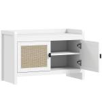 Banco Sapateira com Portas Frentes de Vime Prateleira para 8 Pares de Sapatos para Entrada Dormitório 80x35x52 cm Branco