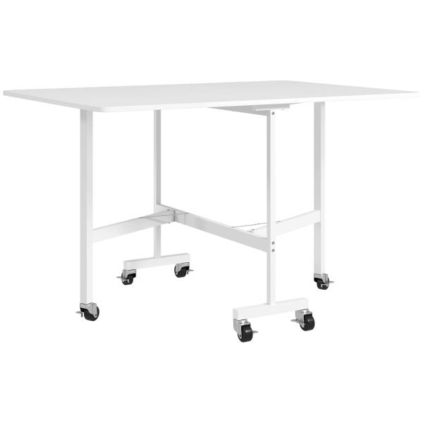 Mesa Dobrável de Cozinha para 4 - 6 Pessoas Mesa de Sala de Jantar Dobrável com Rodas e Laterais Dobráveis 120x80x73 cm Branco