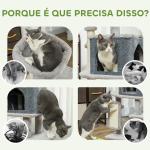 Arranhador para Gatos Grande Altura 104 cm com Plataformas Postes com Escova Bolas Suspensas e Almofadas para Arranhar Cinza