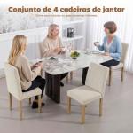 Conjunto de 4 Cadeiras de Jantar Cadeiras Modernas para Cozinha Encosto Alto Estofadas em Veludo Assento Acolchoado 44x56x90 cm Bege