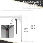 Tenda Dobrável 3x3 m Tenda de Jardim com Altura Ajustável Bolsa de Transporte Tecido Anti - UV e Sacos de Areia Branco