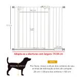 Barreira de Segurança para Cães 74 - 94 cm com Extensão, Montagem por Pressão e Bloqueio Duplo, Branco