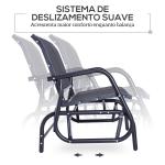 Baloiço de 2 Lugares com Tubo de Metal e Tecido de Textilene para Exteriores Carga Máx. 200 kg 120x70x85 cm Preto