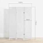 Biombo Dobrável de 3 Painéis de Madeira 120x170 cm Biombo Separador de Ambientes com Padrões Gravados Elegantes Branco