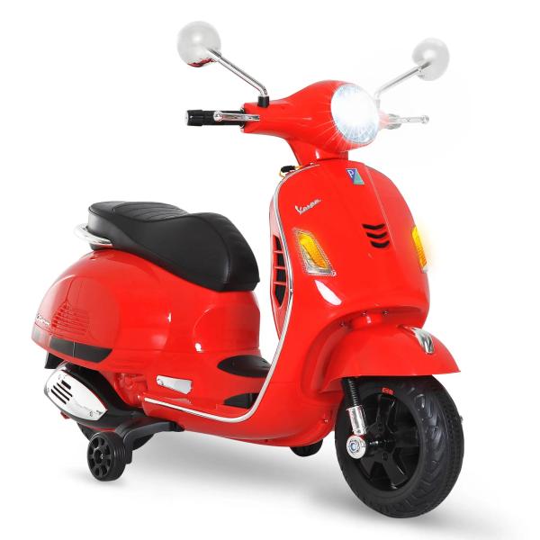 Mota Elétrica para Crianças com Licença Vespa com Música Velocidade 2 - 3 km/h e Buzina 102x50,5x75,5 cm Vermelha