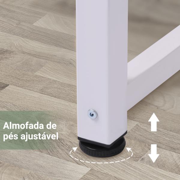 Secretária Moderna Mesa de Estudo com Estrutura de Aço e Pés Ajustáveis Mesa de Computador 120x60x76 cm Branco