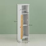 Coluna Casa de Banho Moderna Móvel Auxiliar Casa de Banho com Suporte para Papel Higiénico 21x17x78 cm Branco e Madeira