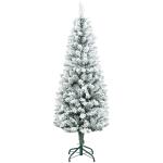 Árvore de Natal Artificial Coberta de Neve 150 cm com 317 Ramos e Suporte de Metal Árvore Natalícia para Sala Interior Verde