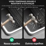 Espelho de Casa de Banho com Luz LED 70x50 cm Bluetooth 3 Cores de Luz Relógio Digital Função Antiembaciamento Memória Prata